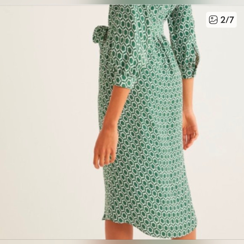 Boden Green Geometric Midi Dress UK 18/US 14 - Picture 3 of 9